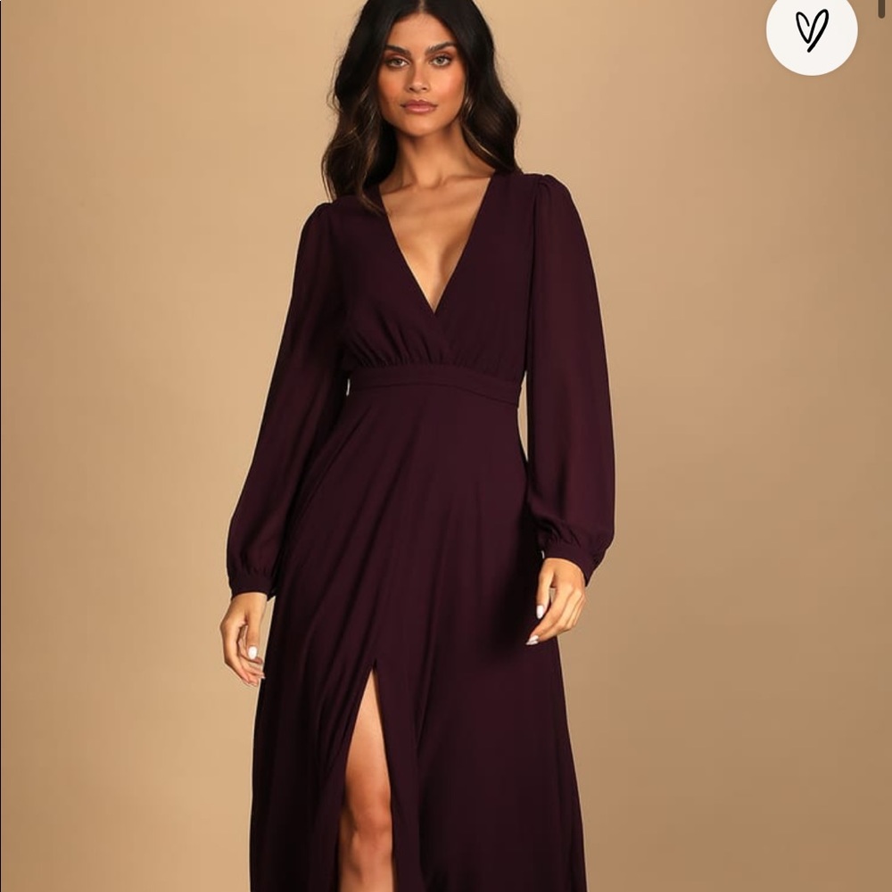 Chiffon Plum Lulu’s Maxi Dress NWT